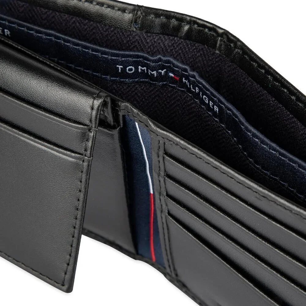 🆕Men Black Leather Wallet Slim Bifold with Credit Card Pockets and Removable ID